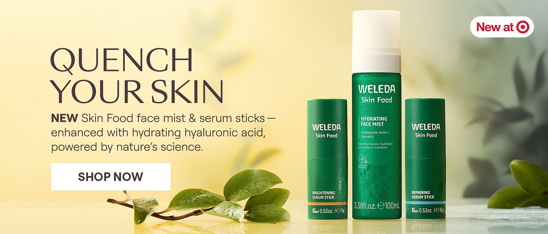 new weleda skin food face mist and serum sticks