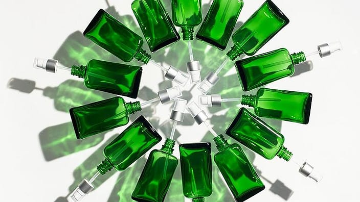 weleda bottles arranged in a circle