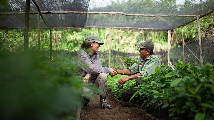two people gardening