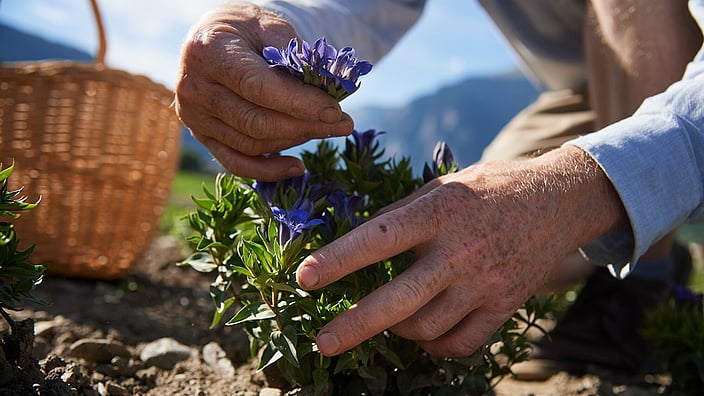 farming planting blue gentian